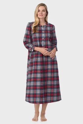 Sweet & Simple Grey Plaid Flannel Gown