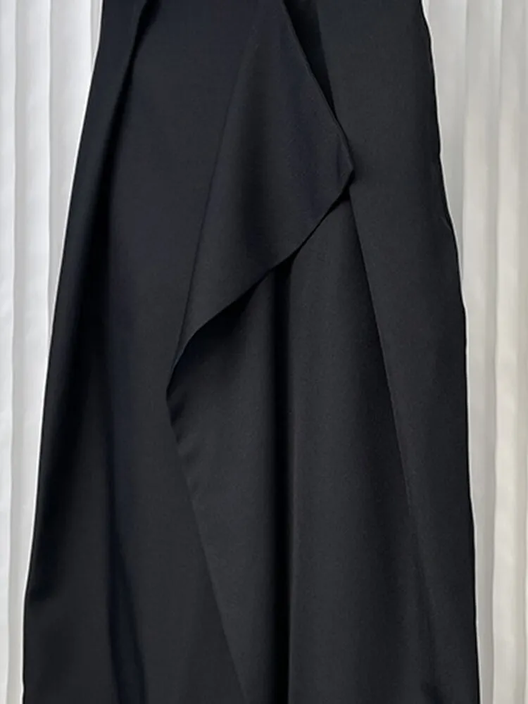 Urban Black Irregular Pleated Patchwork Skirt