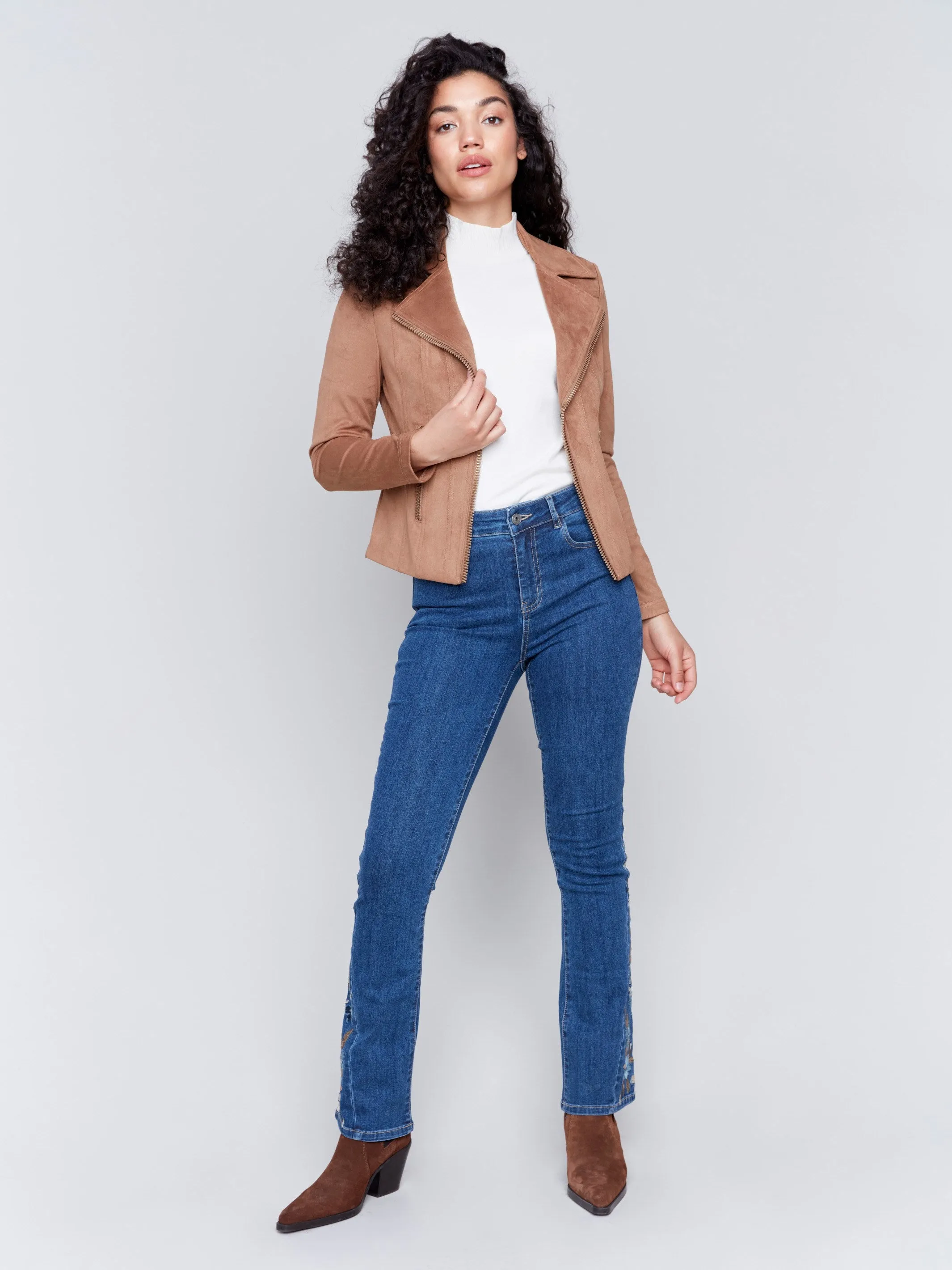 Vintage Faux Suede Perfecto Jacket - Truffle