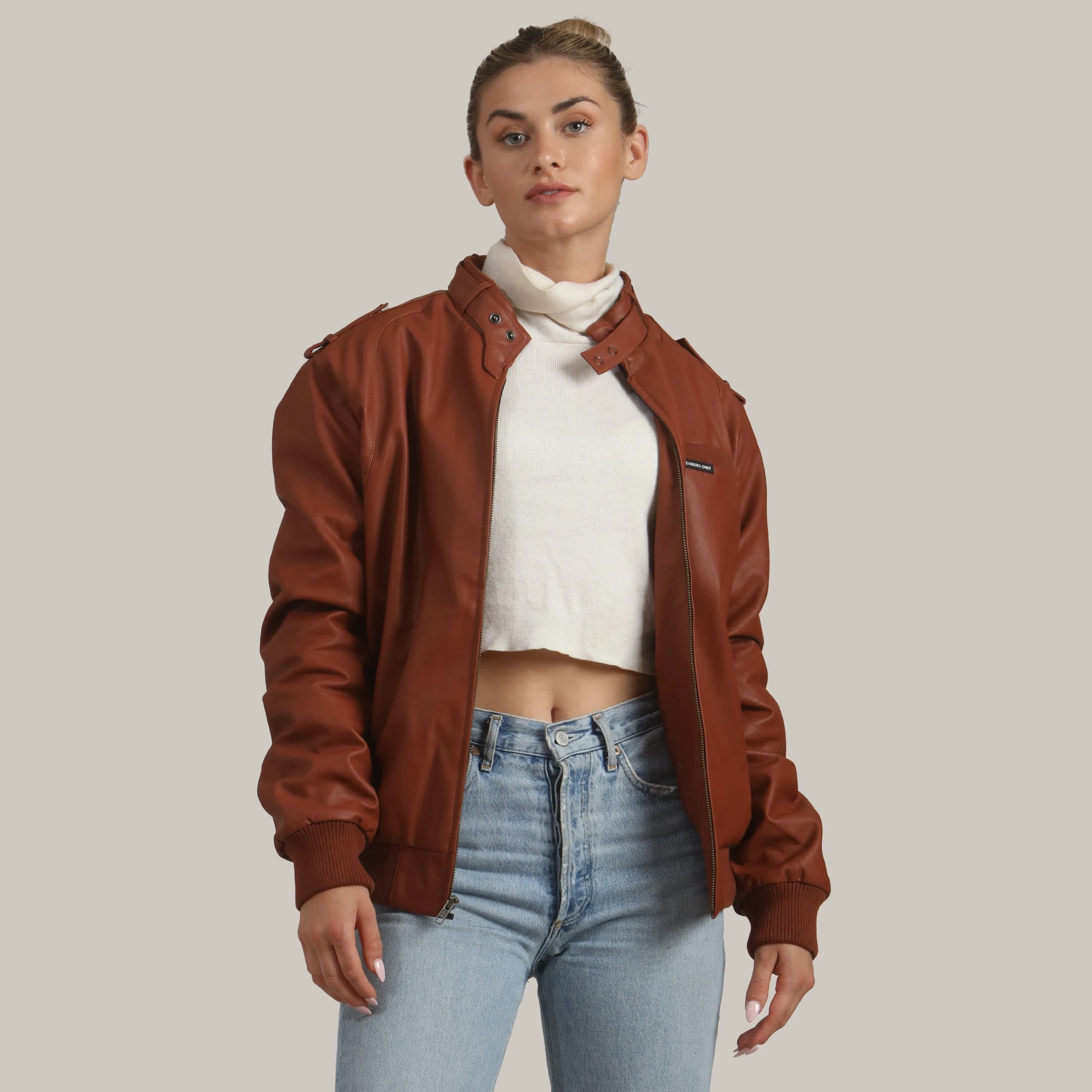 Women's Faux Leather Iconic Racer Oversized Jacket