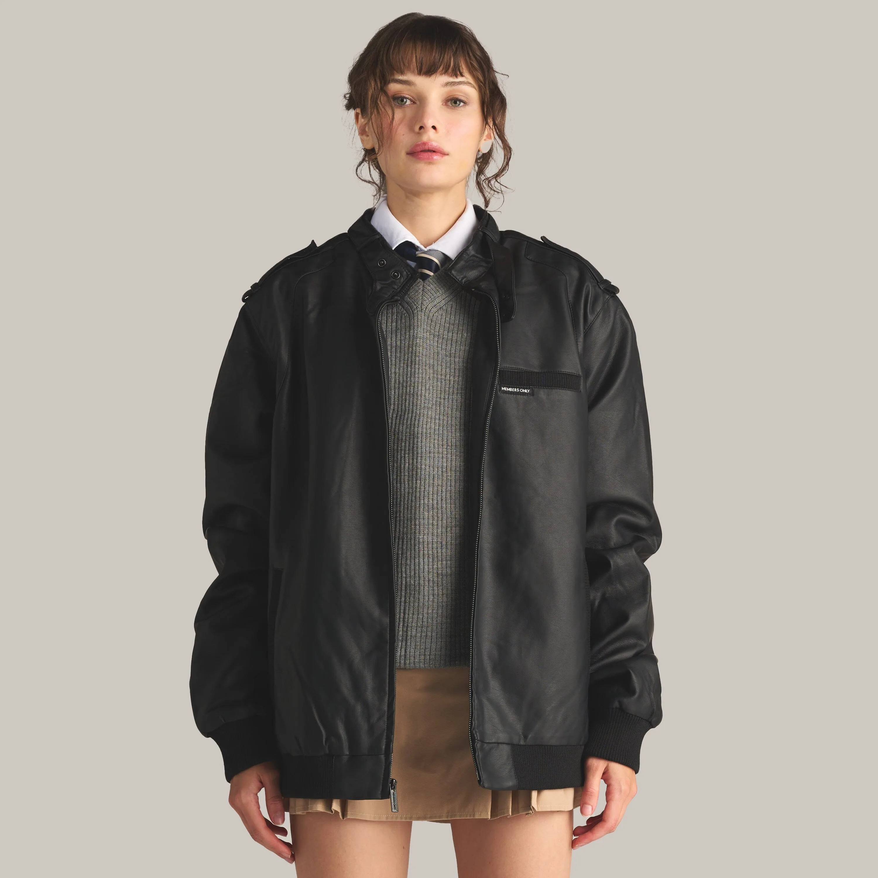 Women's Faux Leather Iconic Racer Oversized Jacket