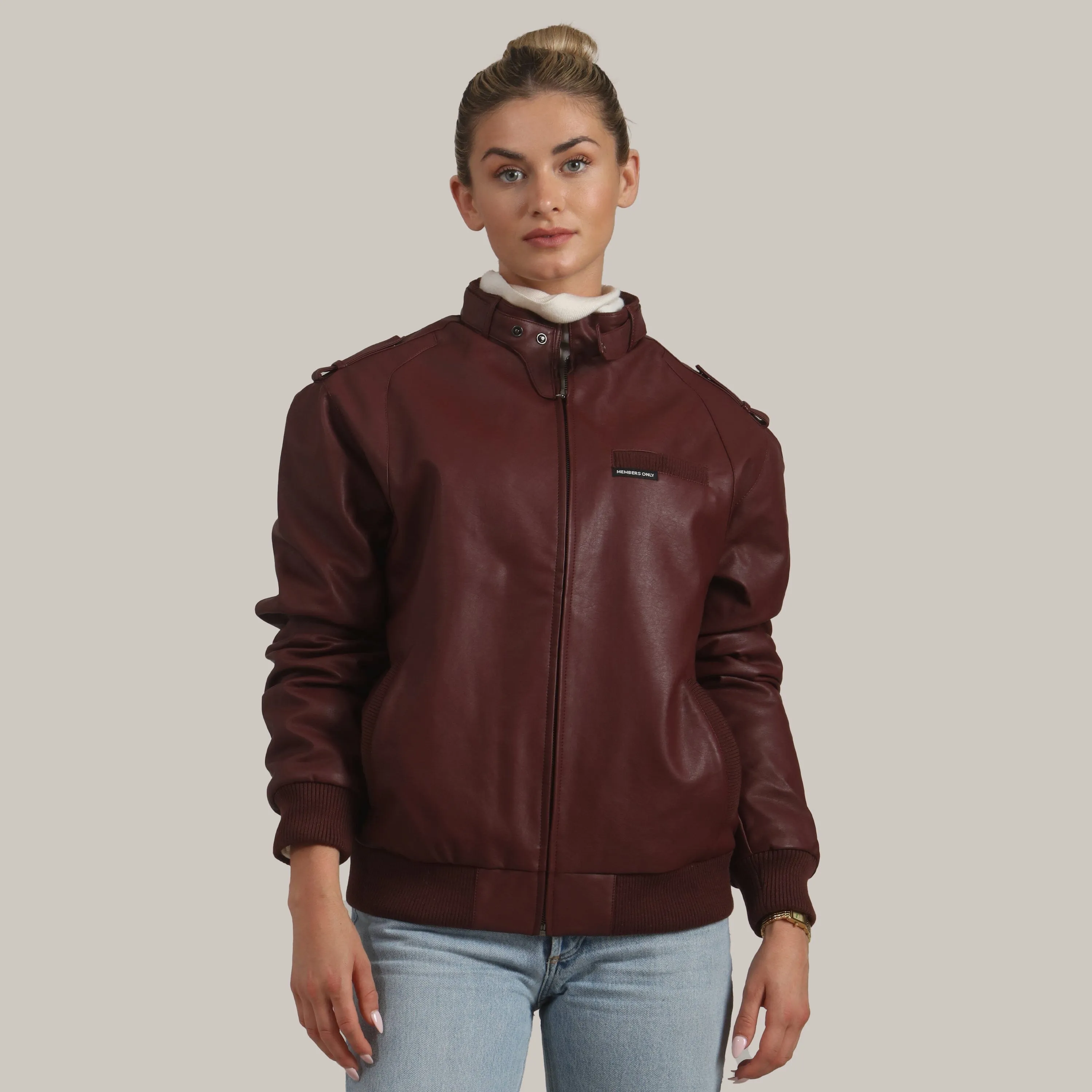 Women's Faux Leather Iconic Racer Oversized Jacket