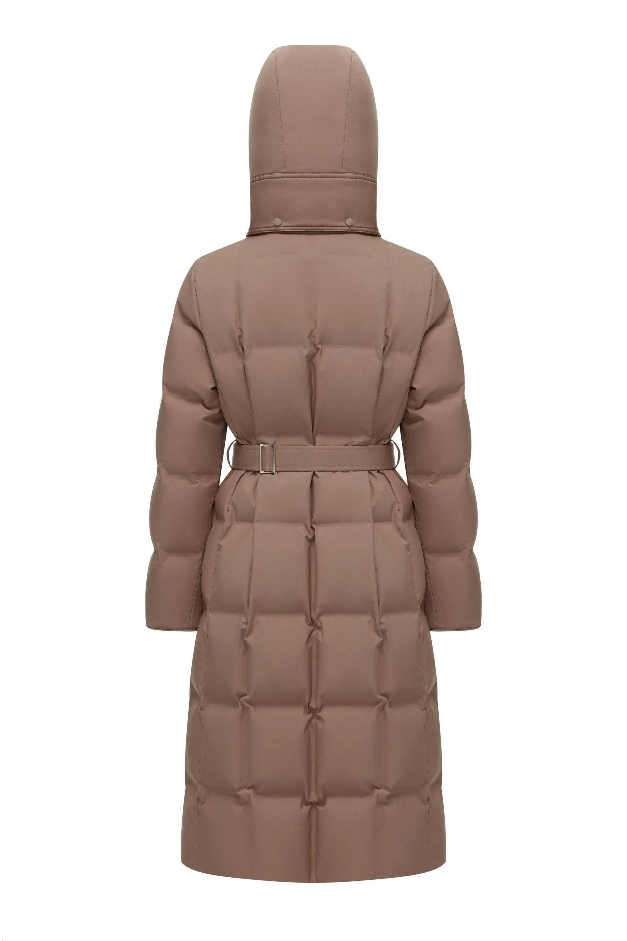 Women’s Patterned Long Goose Down Coat With Belt