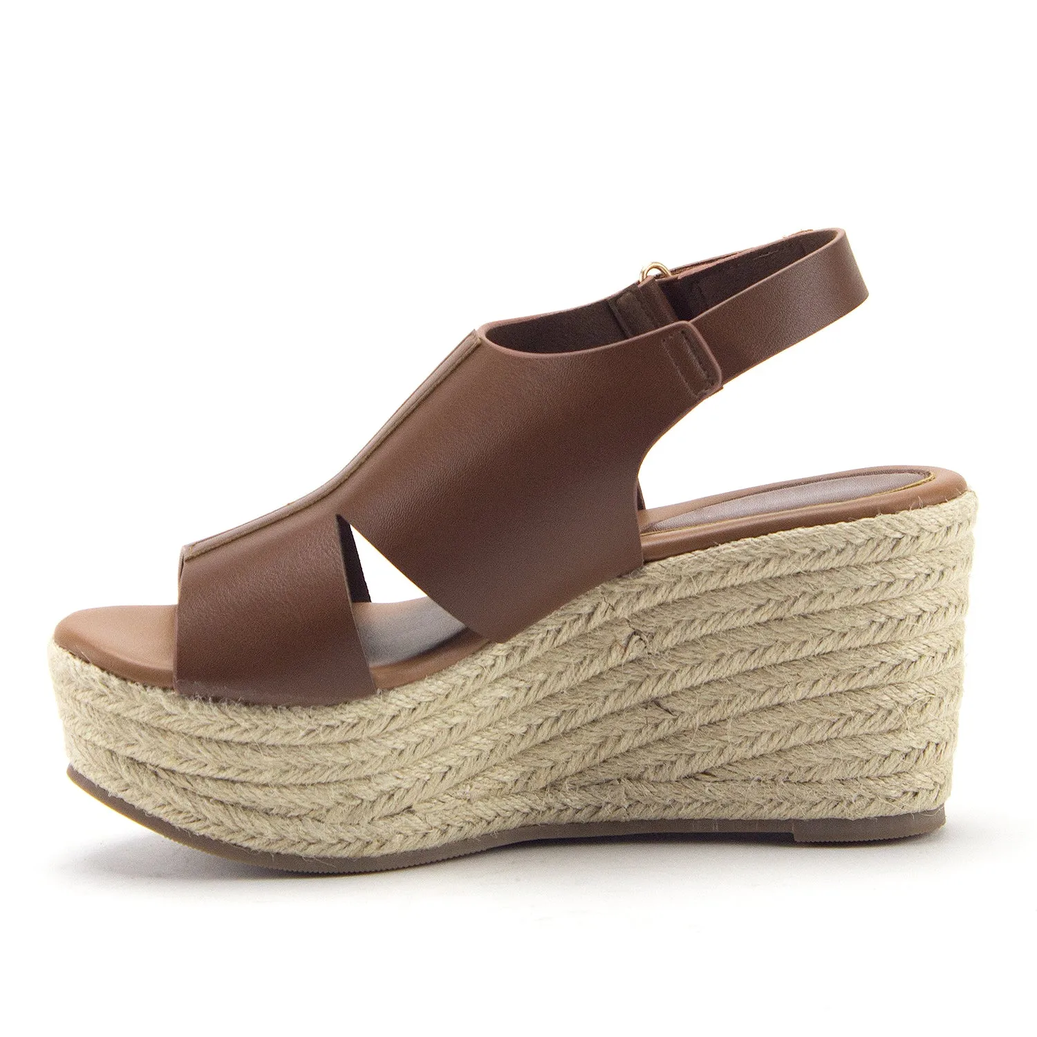 Women's Prema-02 Flatform Espadrilles Platform Sling Back Wedges Sandals Shoes